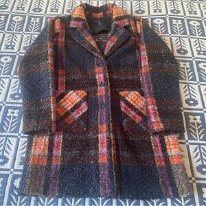 CHARLIE B Multicolor Plaid Boucle Coat